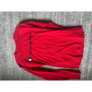 Mens Champion Red Long Sleeve T-Shirt Size S